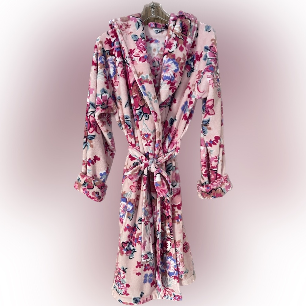 Vera Bradley Pretty Posies plush fleece hooded Robe